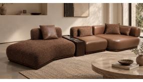 Coltar living din piele si stofa model Concord